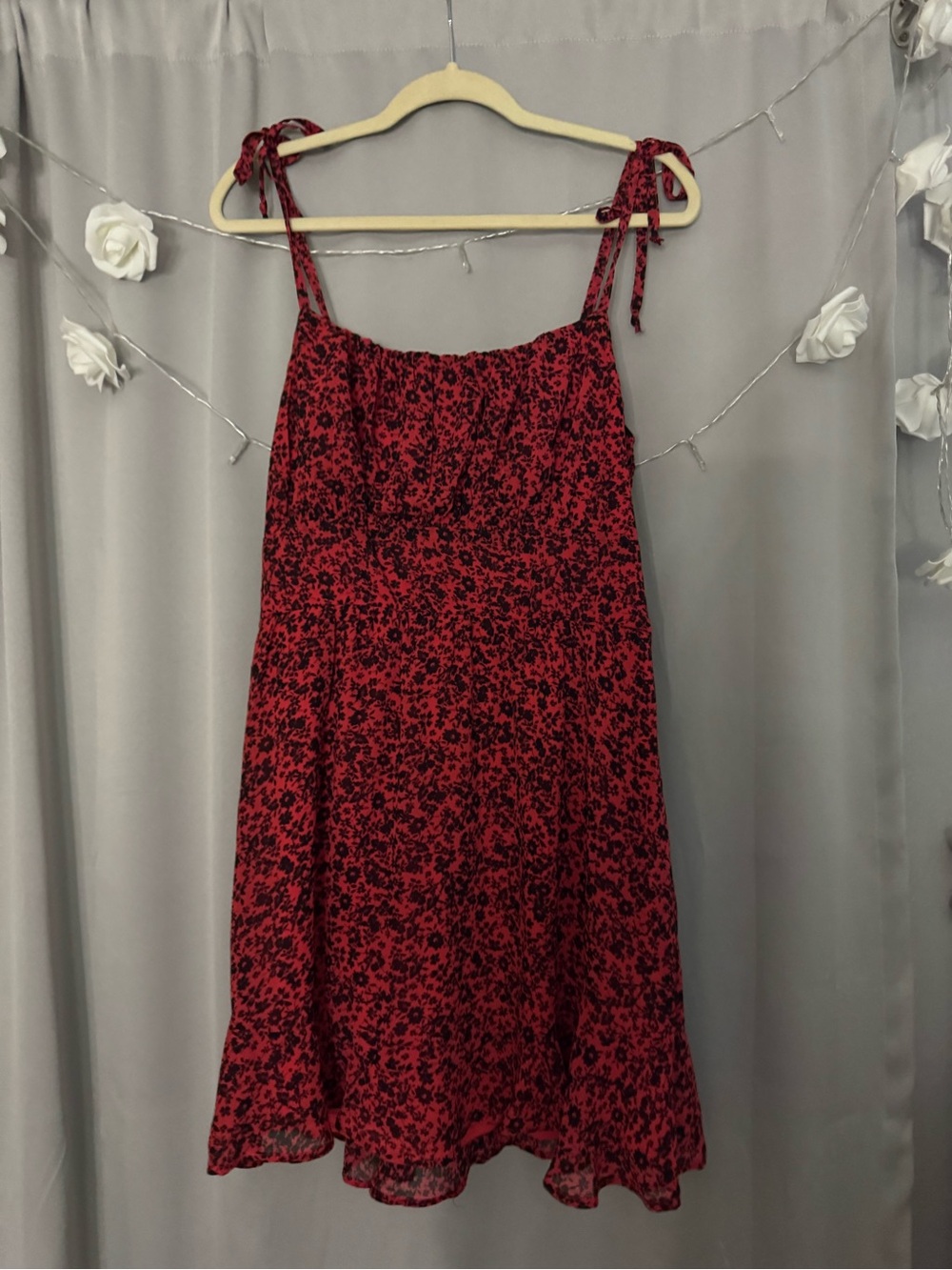 Lily Red Floral Tie-Strap Mini Dress